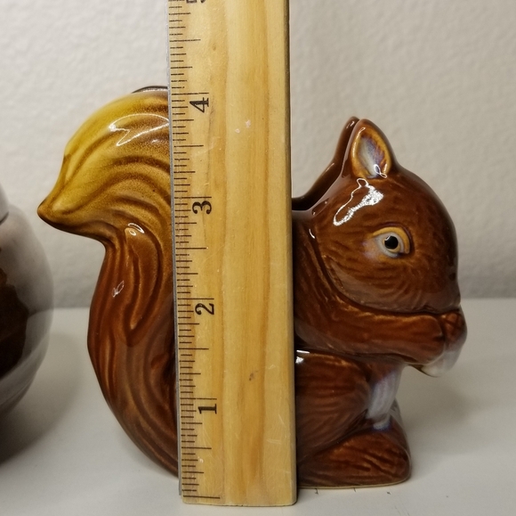 Squirrel Napkin Holder Chestnut Treat Dish Ceramic 3pc Set - Picture 14 of 16